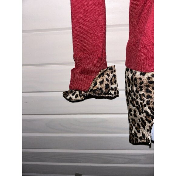 Belle By Kim Gravel Sz XXS Feather Knit Sweater & Woven Printed Combo Blouse EUC - Picture 7 of 14